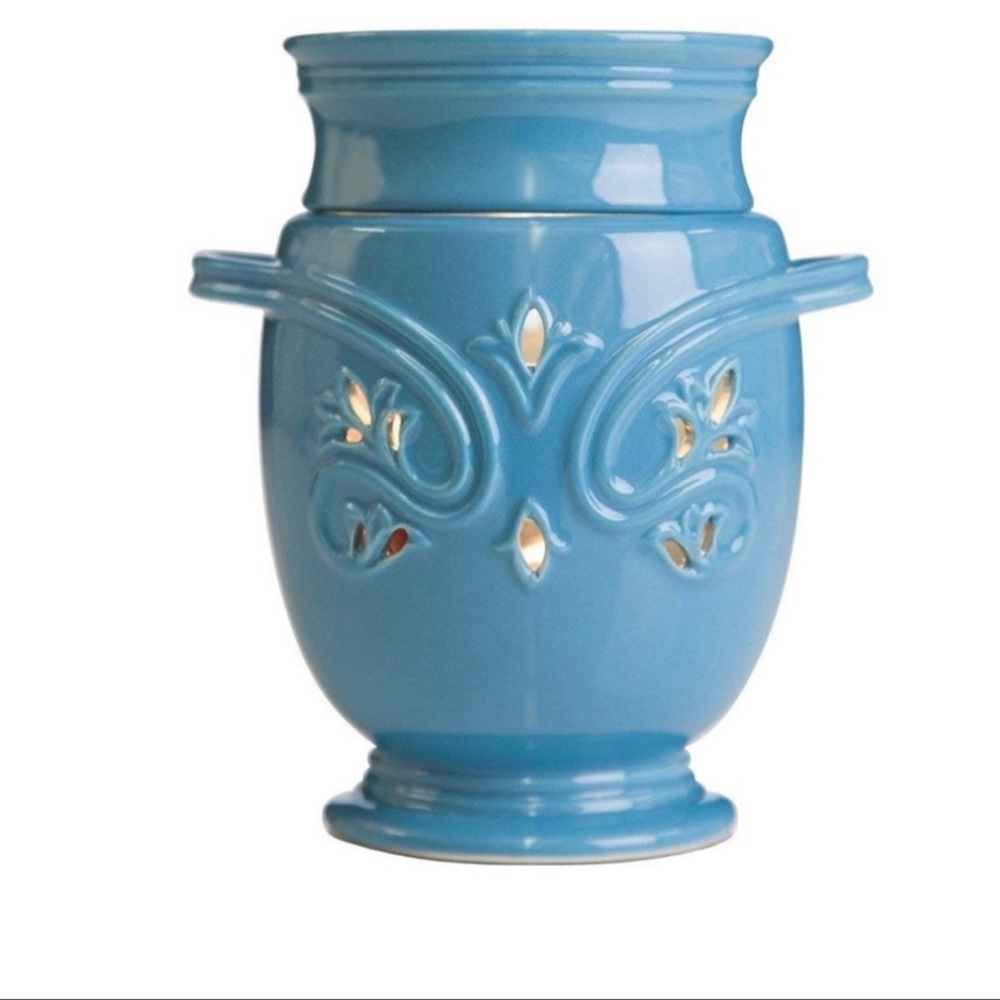 Joy Mangano Electric Wax Heat Warmer Ocean Breeze Blue Ceramic